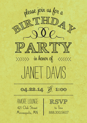 Rustic Yellow Birthday Invitations