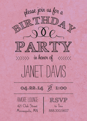 Rustic Pink Birthday Invitations