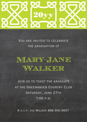 Orange Celtic Chalkboard Invitations