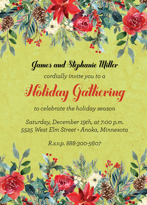 Superb Poinsettia Floral Invitations