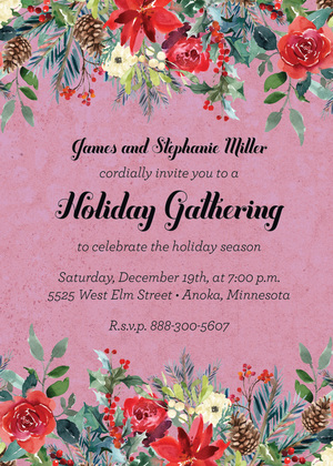 Superb Poinsettia Floral Invitations