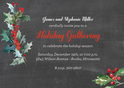 Watercolor Holly Branch Invitations