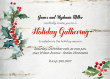 Wooden Holly Branch Invitations