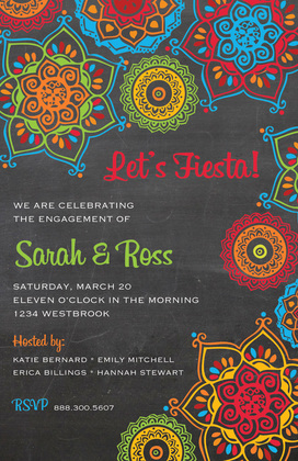 Red Indie Floral Fiesta Shower Invitations