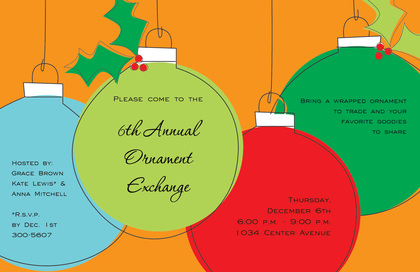 Four Large Ornaments Invitations