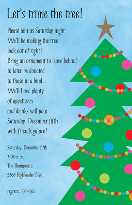 Family Decorated Christmas Tree Invitations