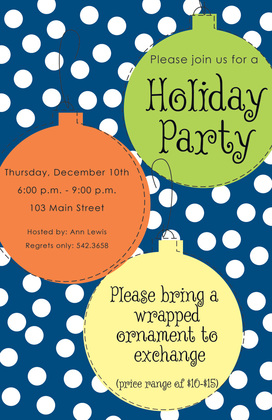 Bright Ornaments Holiday Invitations