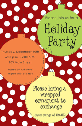 Holiday Bulbs Polka Dot Invitations