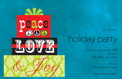 Peace Love Joy Holiday Invitations