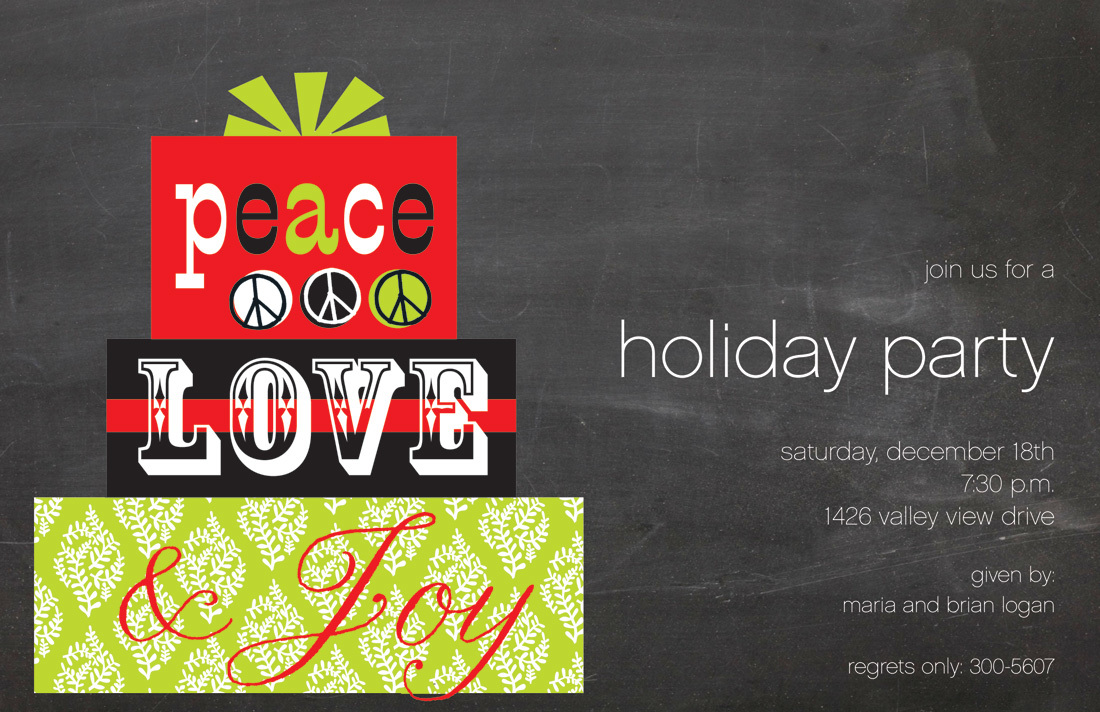 Peace Love Joy Holiday Invitations