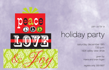 Peace Love Joy Holiday Invitations