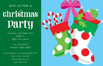 Festive Stocking Polka Dots Invitations