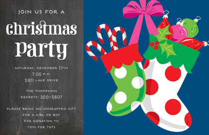 Contemporary Stockings Christmas Invitations