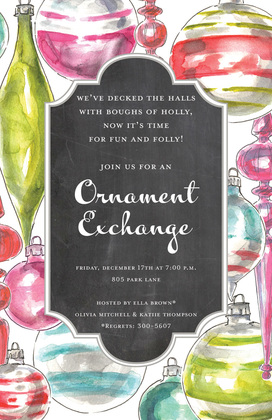 Classy Watercolor Ornaments Invitation