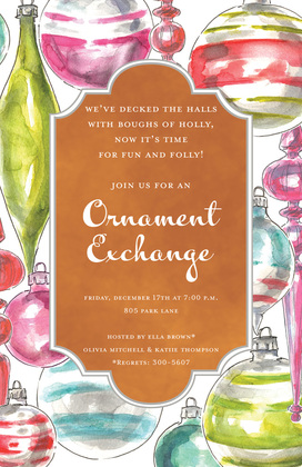 Classy Watercolor Ornaments Invitation