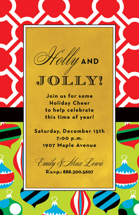 Retro Ornamental Holiday Invitations