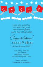 Navy Grad Caps Graduation Invitations