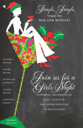 Silhouette Santa Girl Spirit Invitations