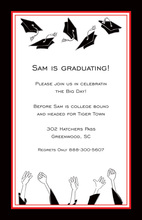 Navy Grad Caps Graduation Invitations