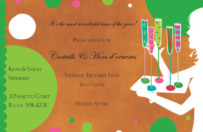Silhouette Cocktail Drinks Holiday Invitations