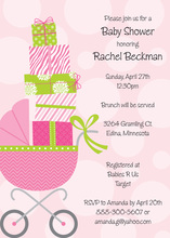 Pink Stroller Gifts Polka Dots Baby Shower Invites