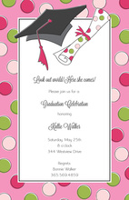 Pink Green Graduation Polka Dots Special Invitations
