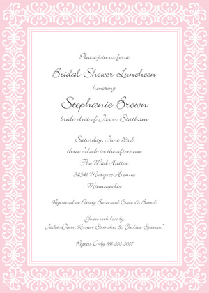 Elegant Black Damask Border Invitations