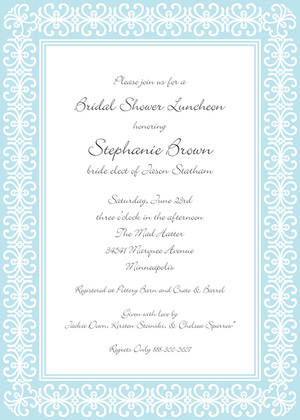 Modern Lime Damask Border Invitations