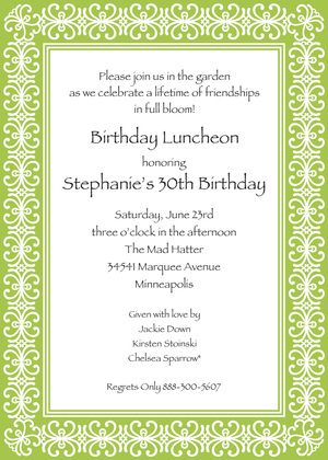 Softly Pink Ornamental Border Modern Party Invitations