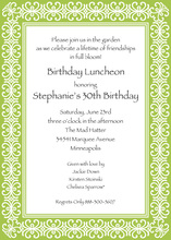 Modern Lime Damask Border Invitations