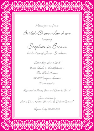 Modern Lime Damask Border Invitations