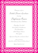 Girly Hot Pink Damask Border Invitations