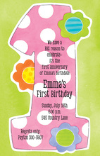 Pink 1st Polka Dots Invitations