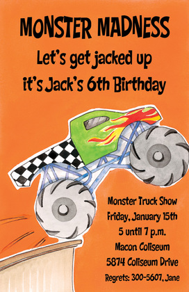 Red Giant Monster Truck Invitations