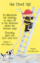 Fire Truck Chalkboard With Banners Photo Invitations