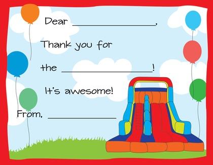 Girls Fun Inflatable Slide Party Fill-in Thank You Cards