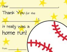 Playing Fun Baseball Game Fill-in Thank You Cards