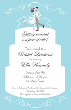 Pink Wedding Couple Layered Cake Invitation