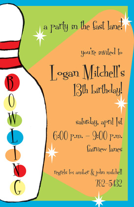 Bowling Game Birthday Invitations