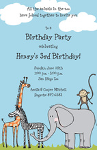 Popular Safari Animals Invitation