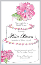 Pink Layer Cake Wood Grain Border Invitations