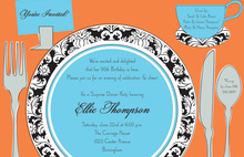 Teal Floral Watercolor Table Setting Invitations