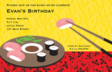 Painted Illustrated Sushi Party Invitation