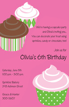 Mocha Cupcake Tree Birthday Invitations