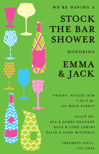 Modern Wine Chatter Green Invitations
