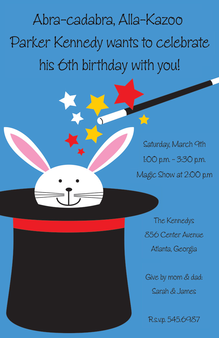 Rabbit Abracadabra Birthday Magic Invitations