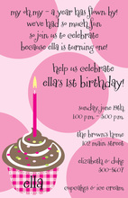 Oversized Pink Birthday Cupcake Invitations