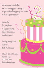 Girl Polka Dot 2 Cake Invitation