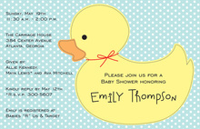 Rubber Ducky Blue Polka Dots Photo Birthday Invitation