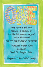 1st Birthday Tiered Cake Blue Invitation